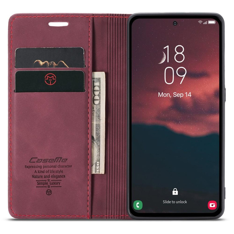 CASEME Retro Wallet Case for Samsung Galaxy A54 - Wine Red