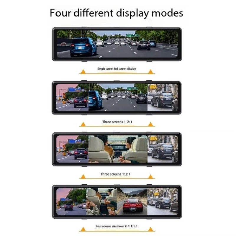 12" kamera med fire kanaler, 360 graders blindvinkeldetektion, ADAS 4K dashcam