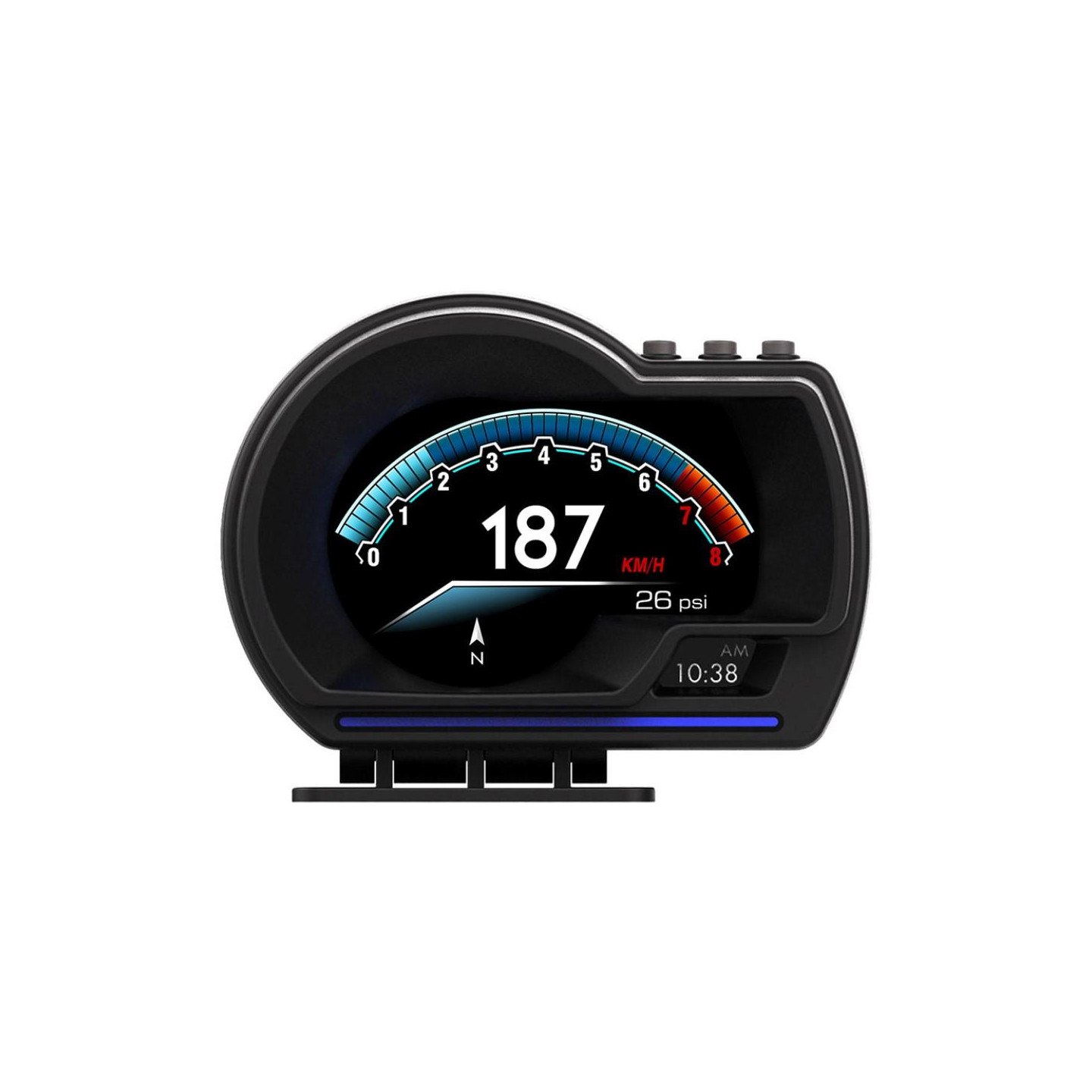 Car HUD Speedometer OBD2+GPS Gauge with Over Speed, RPM Alarm