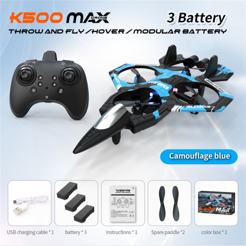 K500 MAX RC-quadcopter-drone 3 akulla, korkeutta pitävällä lennolla, temppulentokone