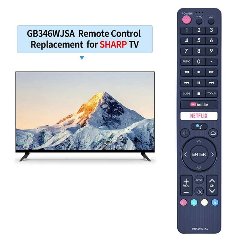 TV fjernbetjening Erstatning til erstatning for GB346WJSA til Sharp TV-stemmefunktion