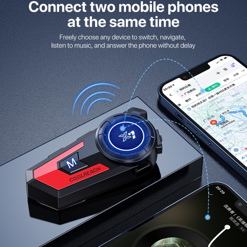 Helmet Bluetooth Headset Waterproof Wireless Earphone with 2-in-1 Soft Hard Microphone