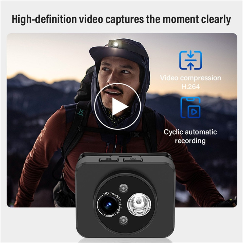HD Hovedmonteret Kamera Sport 1080P Videooptagelse LED Forlygte + 32GB Kort