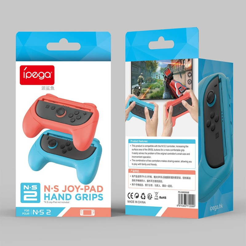 IPEGA 1 par kompatibel med Nintendo Switch 2 Grips Shell spillkontroller Joy-Con Rød+blå