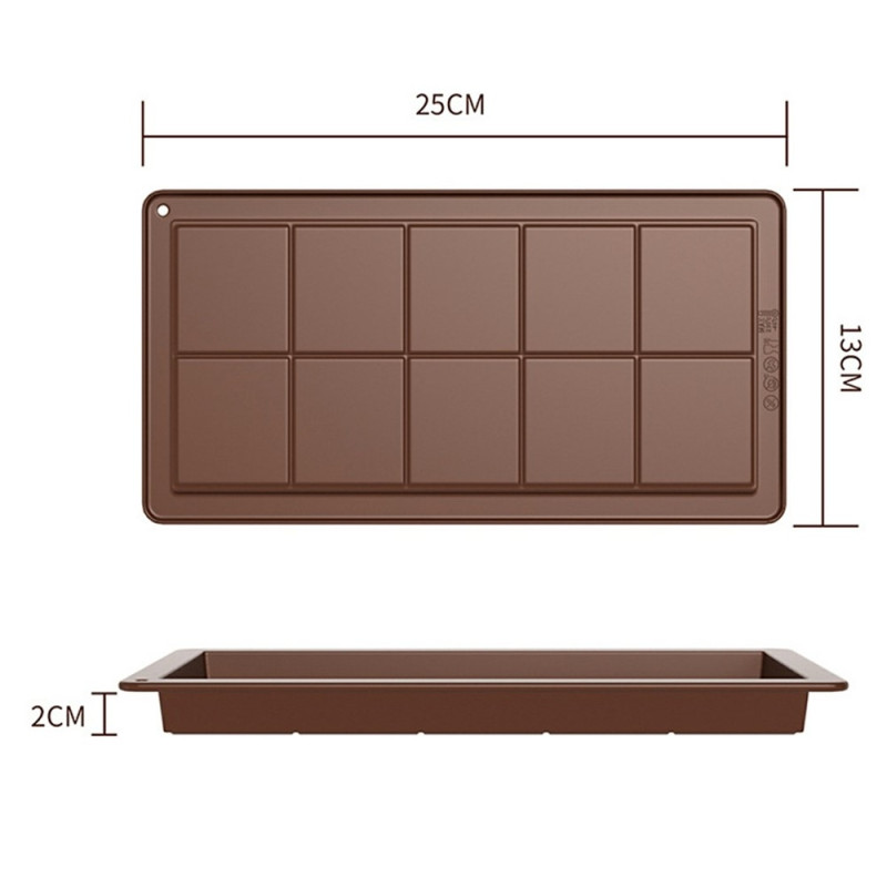 Rektangulær chokoladeform bageform med 10 hulrum i silikone