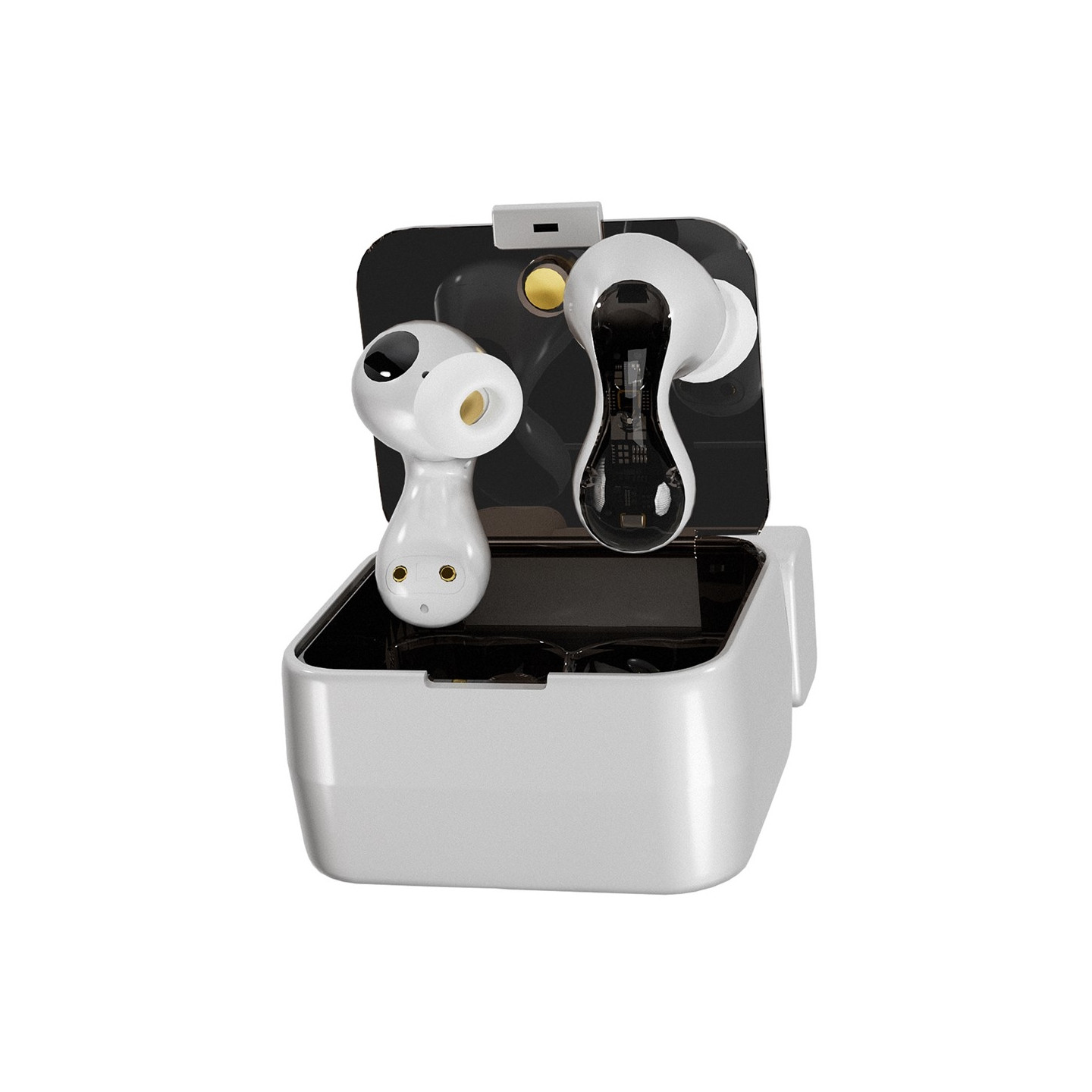 Pulsar Bluetooth-headset dynamiske driver-øretelefoner med 4 mikrofoner – hvit