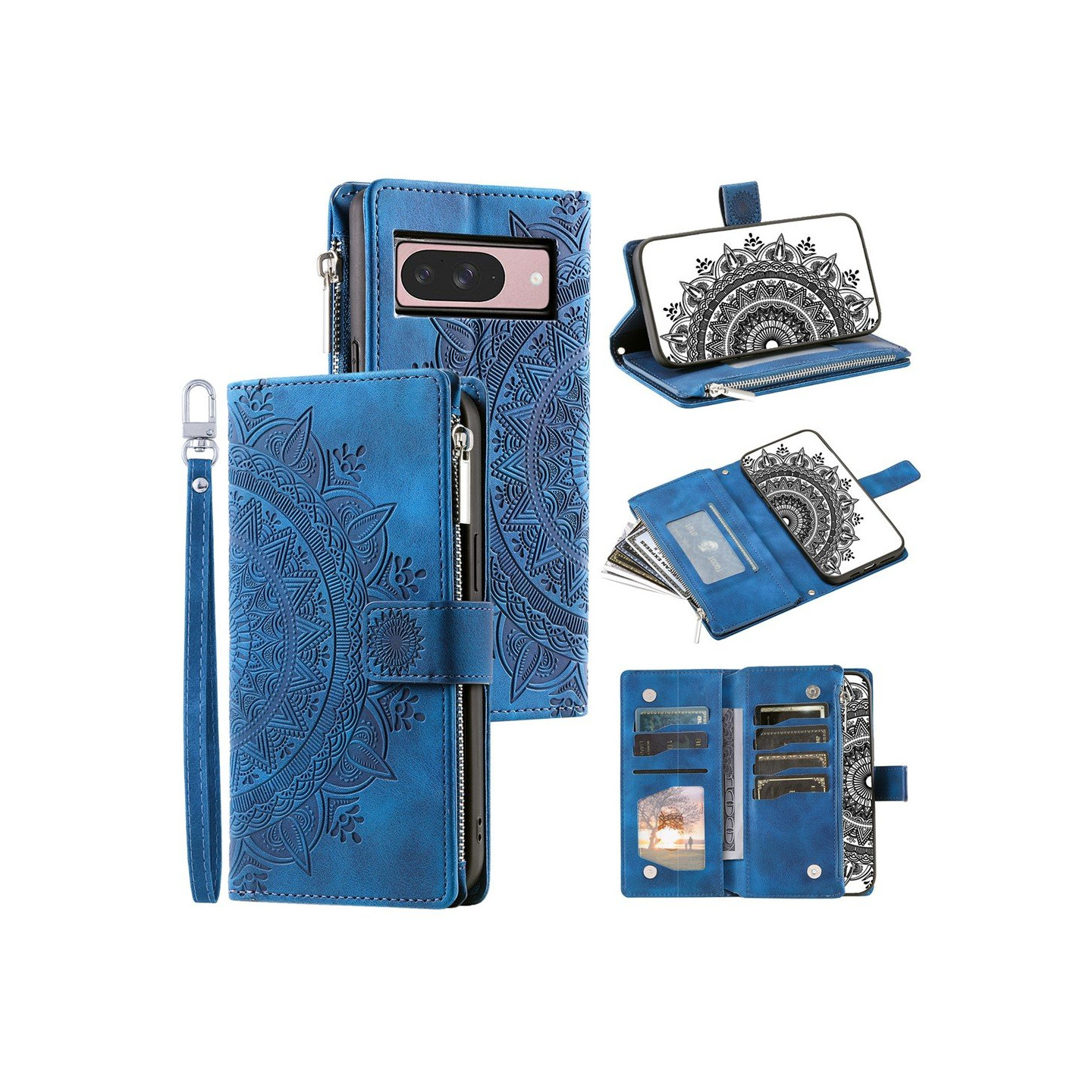 For Google Pixel 10 Pro / 10 / 9 Pro / 9 Wallet Case Cover Shell Mandala Flower Pattern