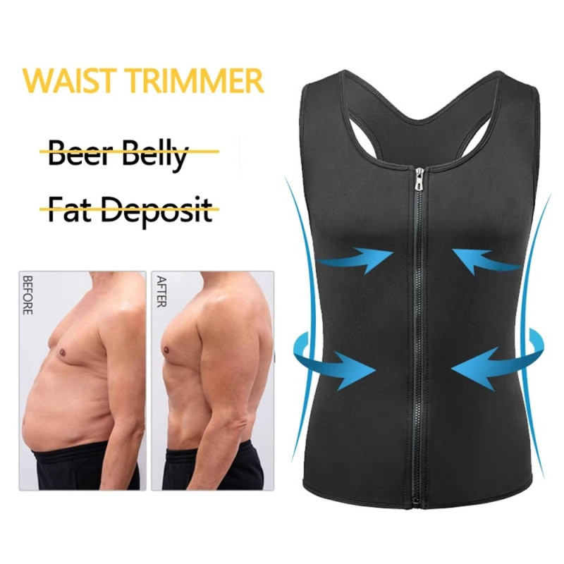 Kompressionsvest Sweat Body Shaper Undertrøje Vægttab Talje - 3XL