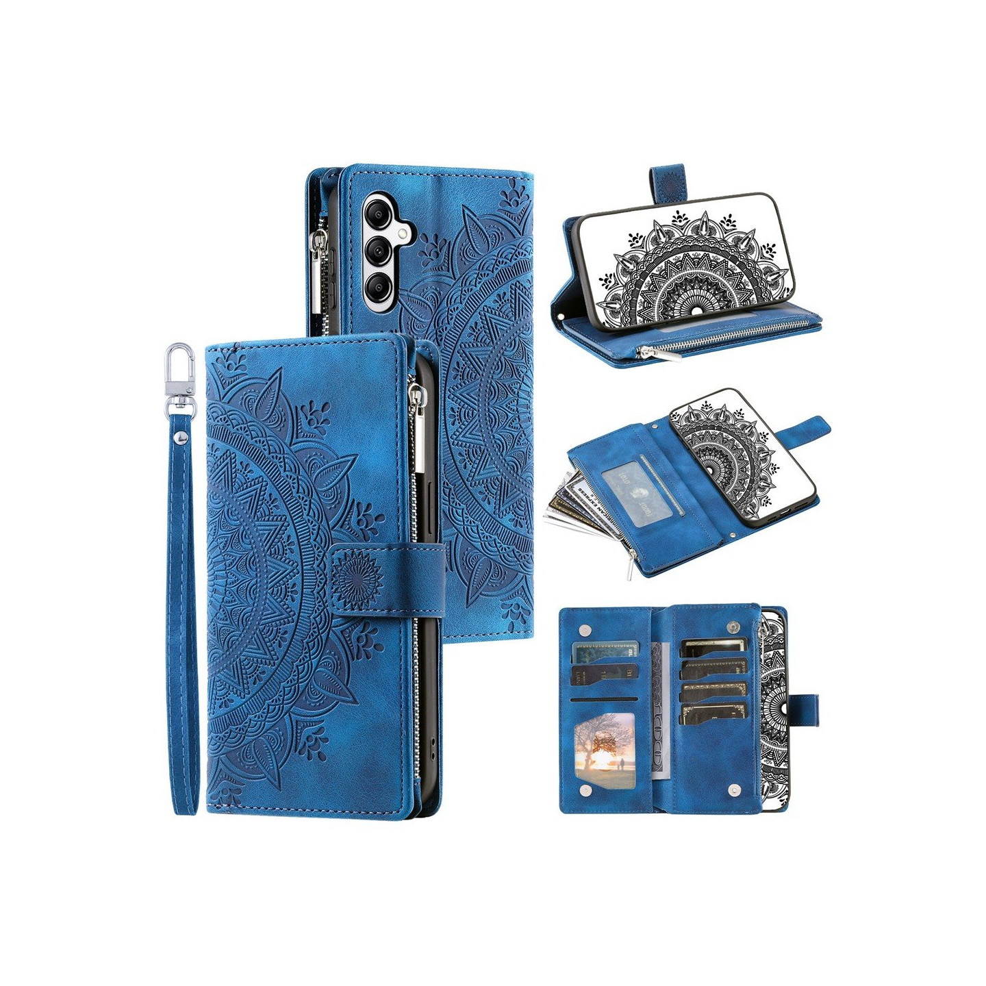 Samsung Galaxy A17 / A26 -lompakkokotelon kuoren kuoren Mandala-kukkakuvio