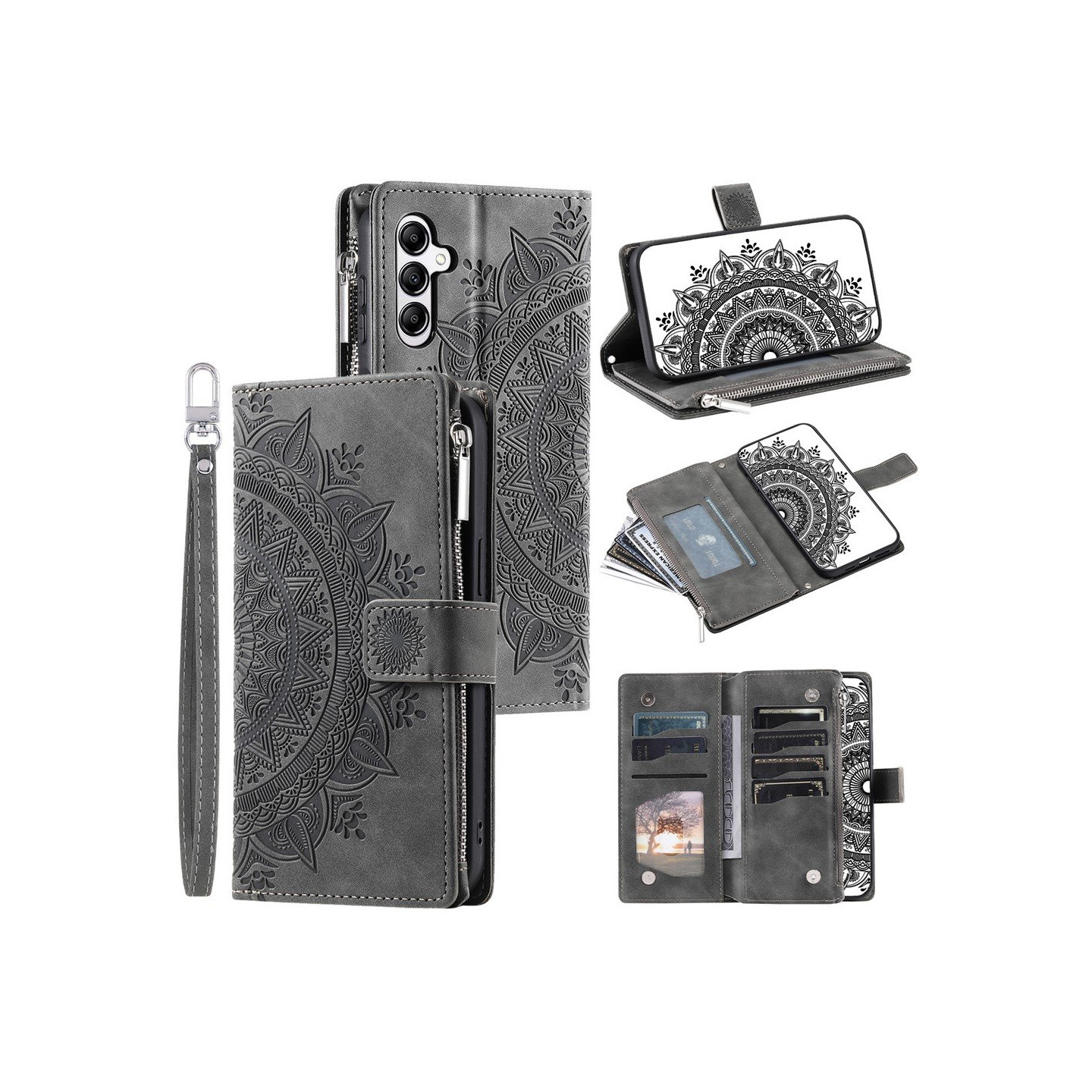 For Samsung Galaxy A17 / A26  Lommebok Deksel Shell Mandala Blomstermønster