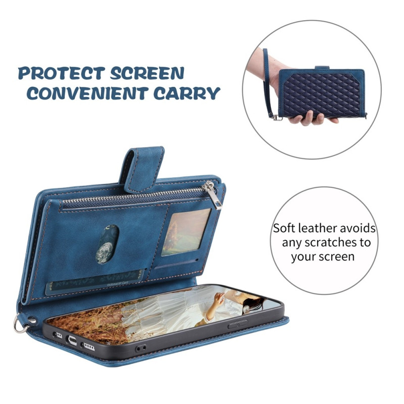 För Google Pixel 10 Pro XL Zipper Wallet Case Rhombus Telefonfodral