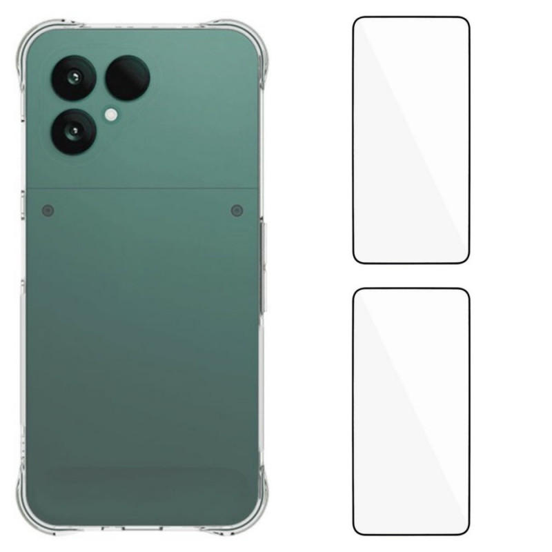 Fairphone 6 Kuori TPU-puhelimen suojakuori karkaistulla lasisuojalla 2 kpl lasia