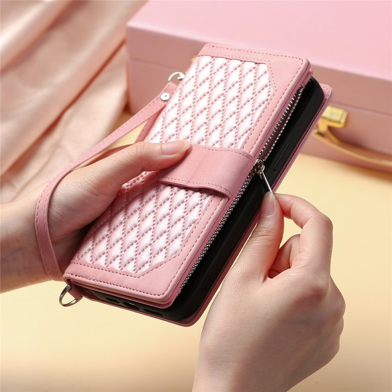 For Google Pixel 10 Pro XL Zipper Wallet Case Rhombus Phone Cover