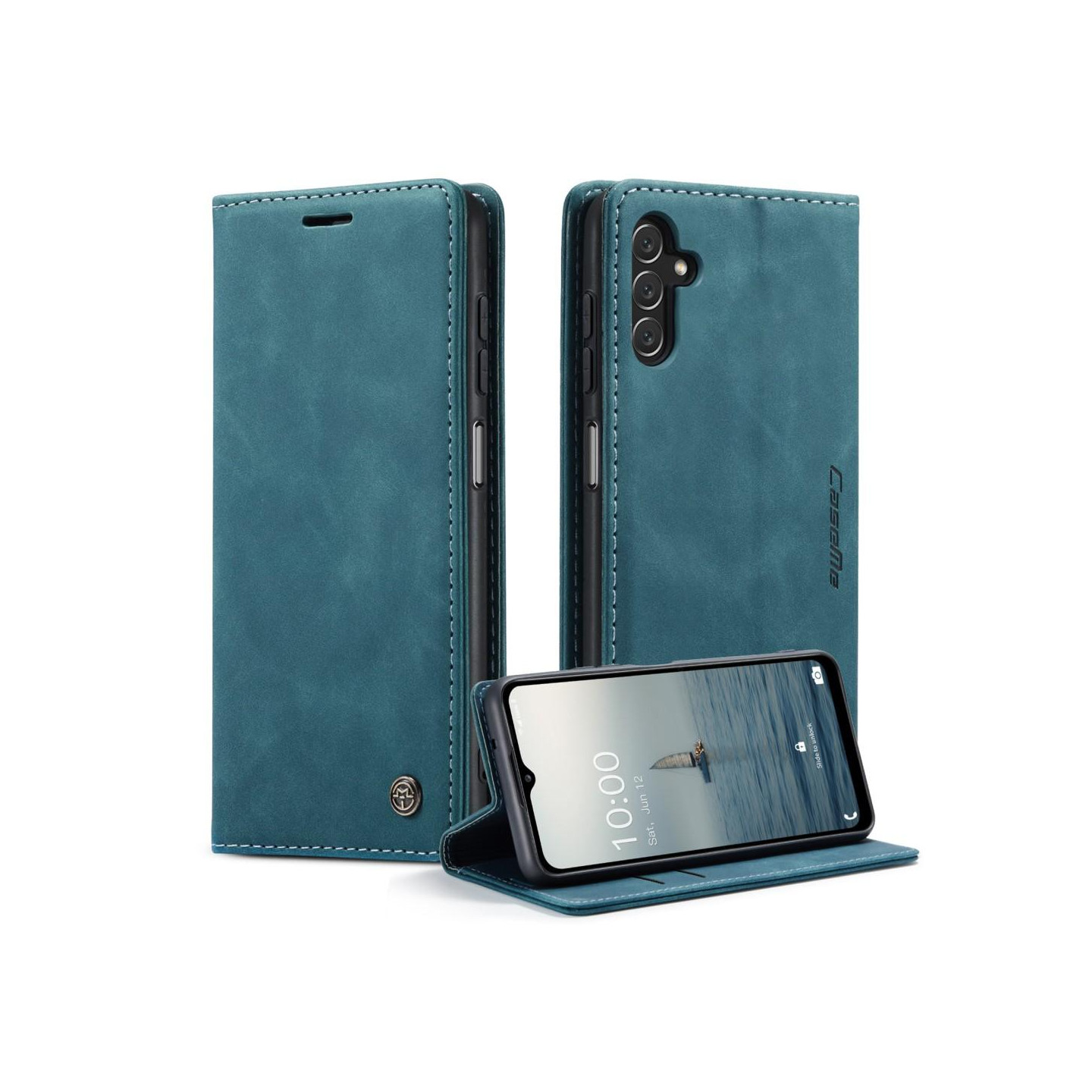 CASEME Retro Wallet Case for Samsung Galaxy A14 - Blue