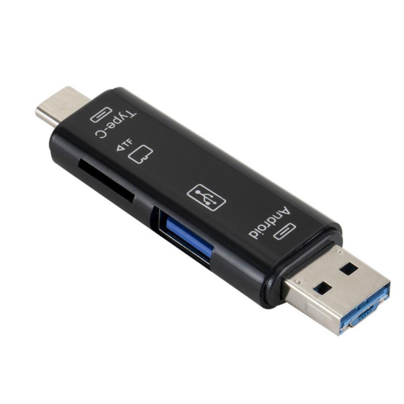 5 i 1 multifunktions Micro USB Type - C TF - kortlæser OTG - adapter