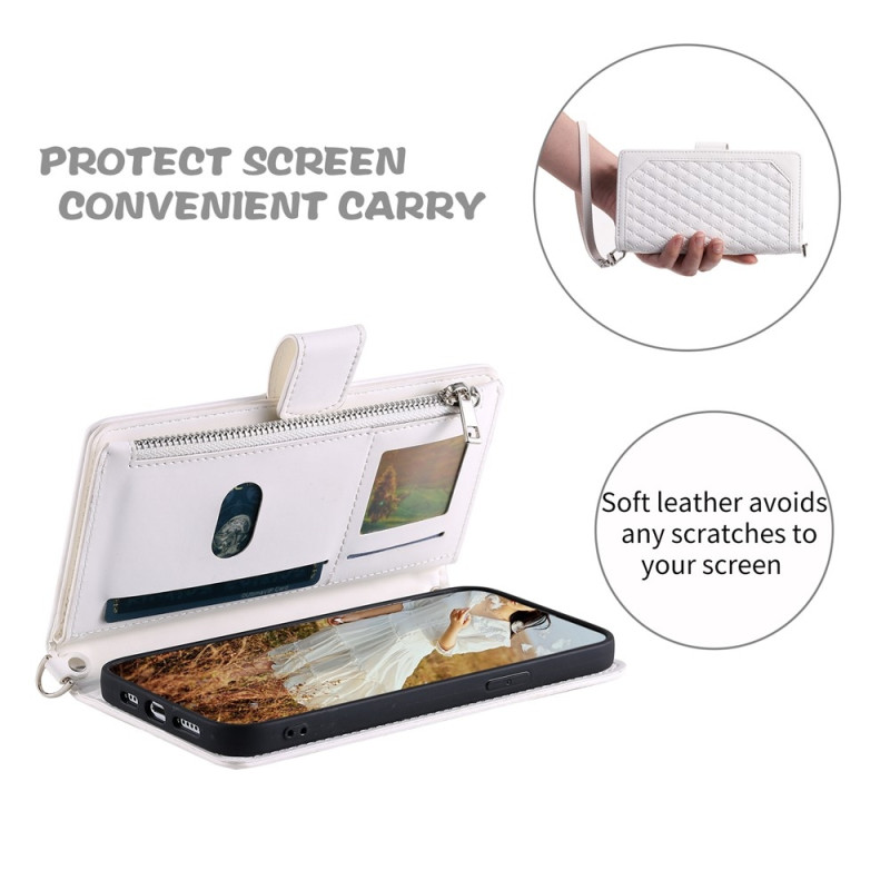 Samsung Galaxy A17 5G / A26 5G Zipper Wallet Case Rhombus Stitching Line Puhelinsuojus