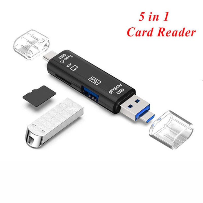 5 in 1 Multifunction Micro USB Type - C TF Card Reader OTG Adapter