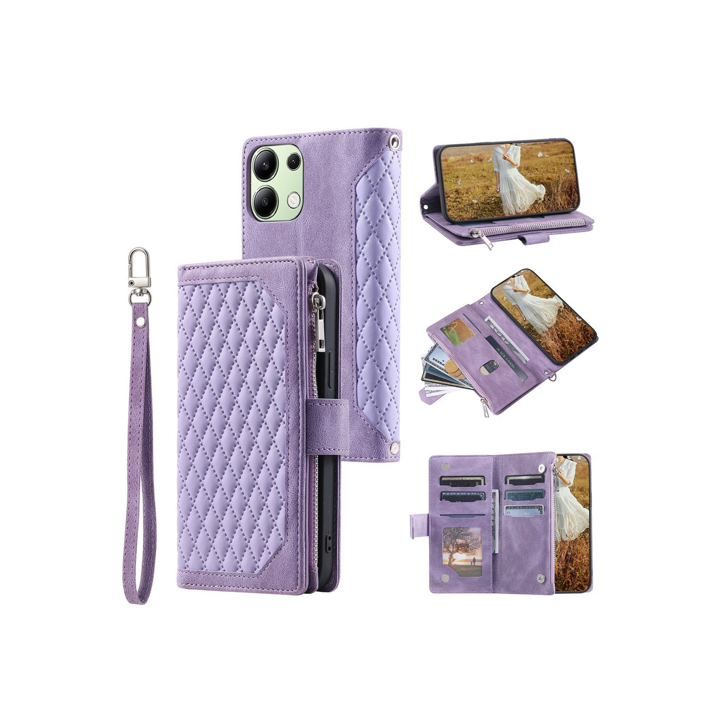 For Samsung Galaxy A17 5G / A26 5G Zipper Wallet Case Rhombus Phone Cover