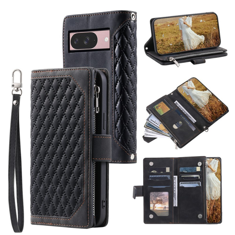 For Google Pixel 10 Pro / 10 / 9 Pro / 9 Zipper Wallet Case Rhombus Phone Cover