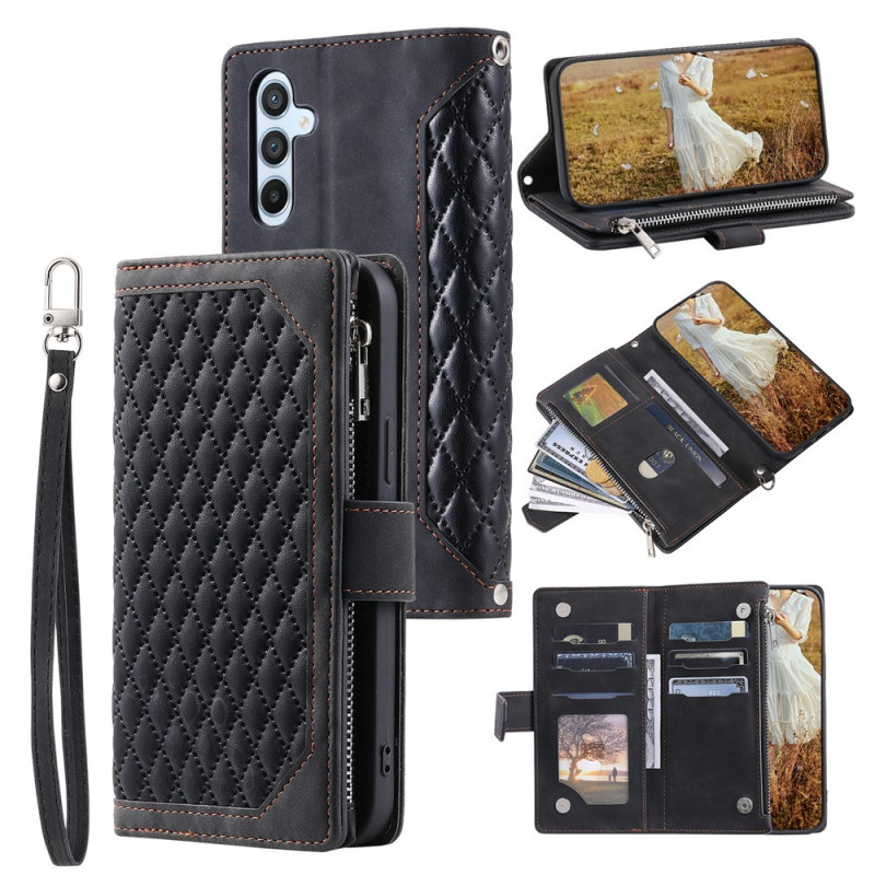 Samsung Galaxy A17 5G / A26 5G Zipper Wallet Case Rhombus Stitching Line Puhelinsuojus