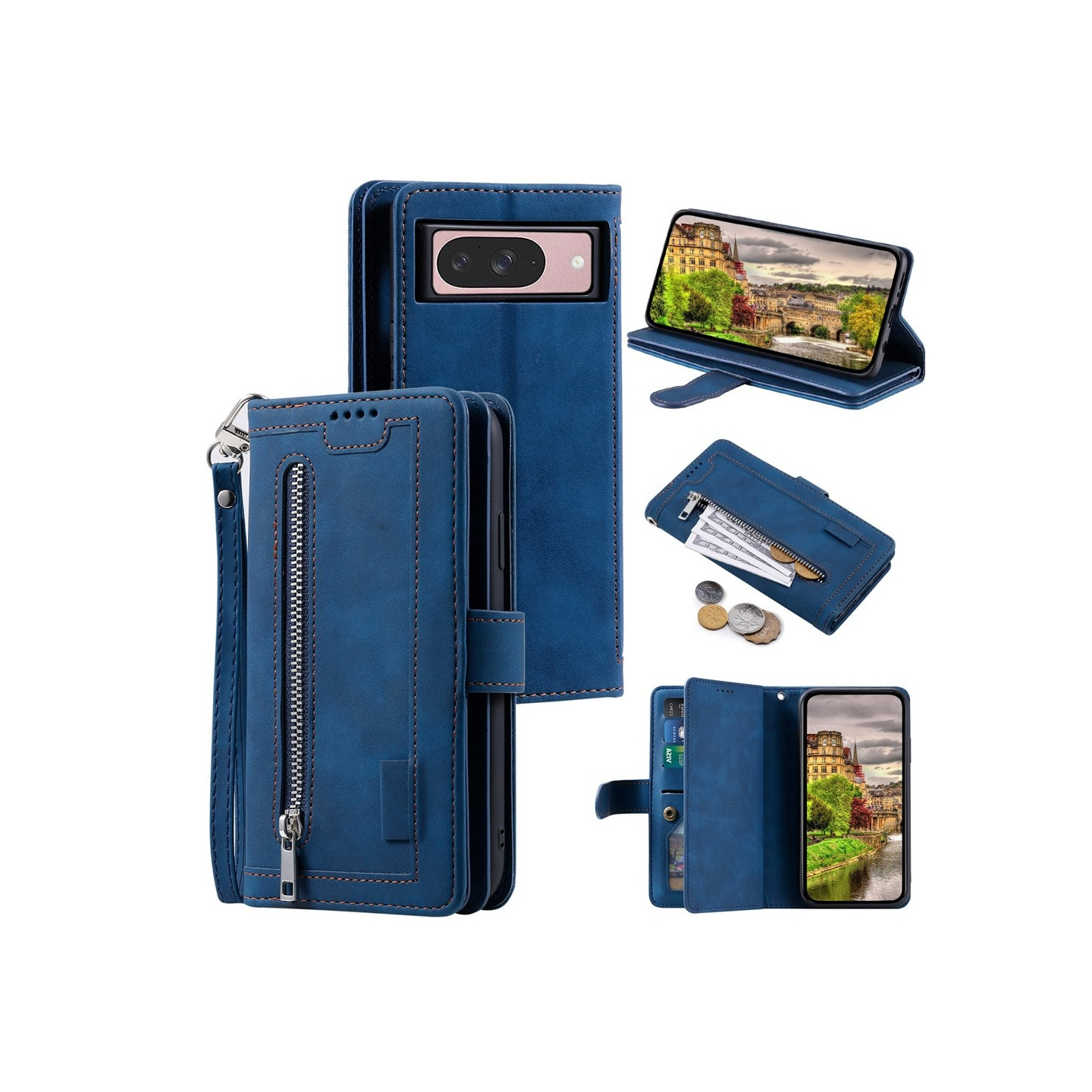 Google Pixel 10 Pro / 10 / 9 Pro / 9 Kuori Vetoketjutaskulla ja 9 Korttipaikalla