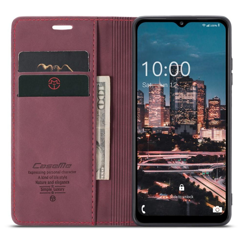 CASEME Retro Wallet Case for Samsung Galaxy A14 - Wine Red
