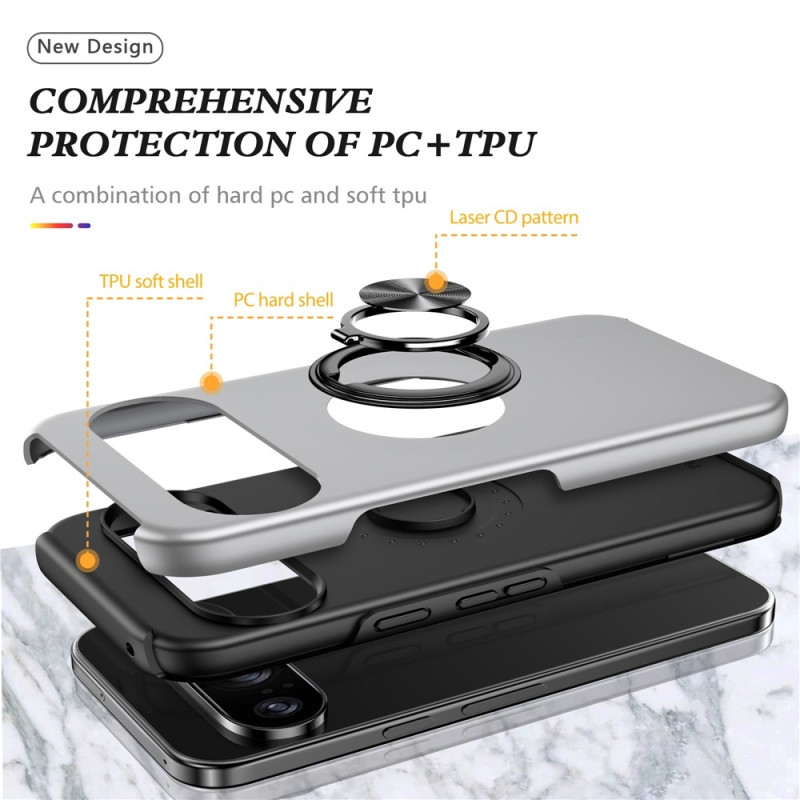 For Google Pixel 10 Pro / Pixel 10 Skal Finger Ring Kickstand Hybrid Case - Silver