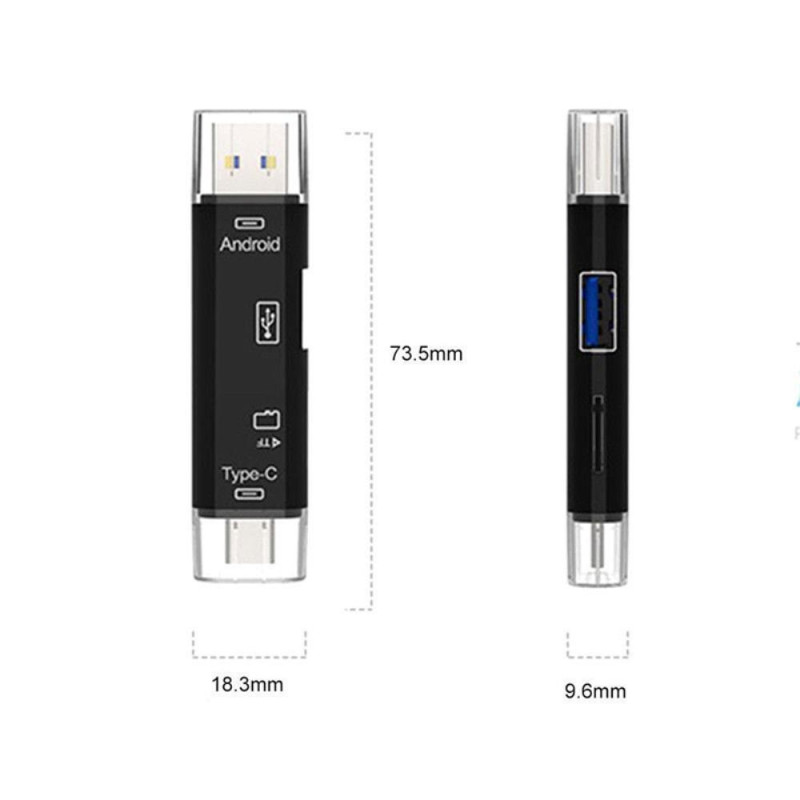 Minnekortleser 5 i 1 Micro USB USB - C TF kortleser OTG - adapter