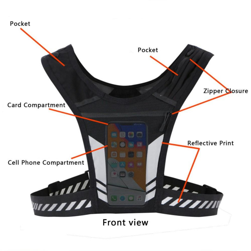 Running Vest Chest Phone Holder Adjustable Reflective Training Workout