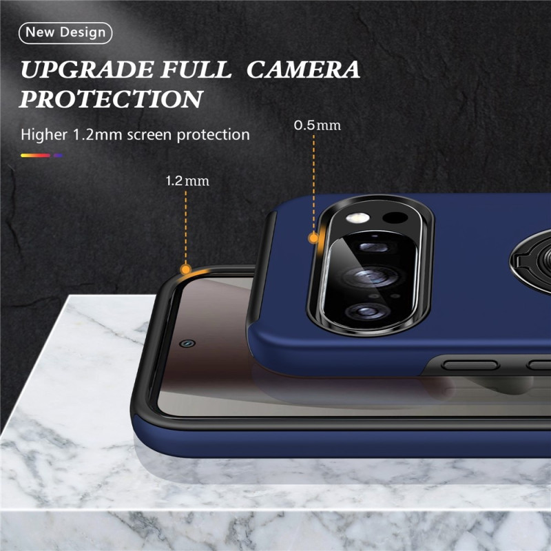 Til Google Pixel 10 Pro / Pixel 10 SkalFingerring Kickstand Hybrid Taske - Blå