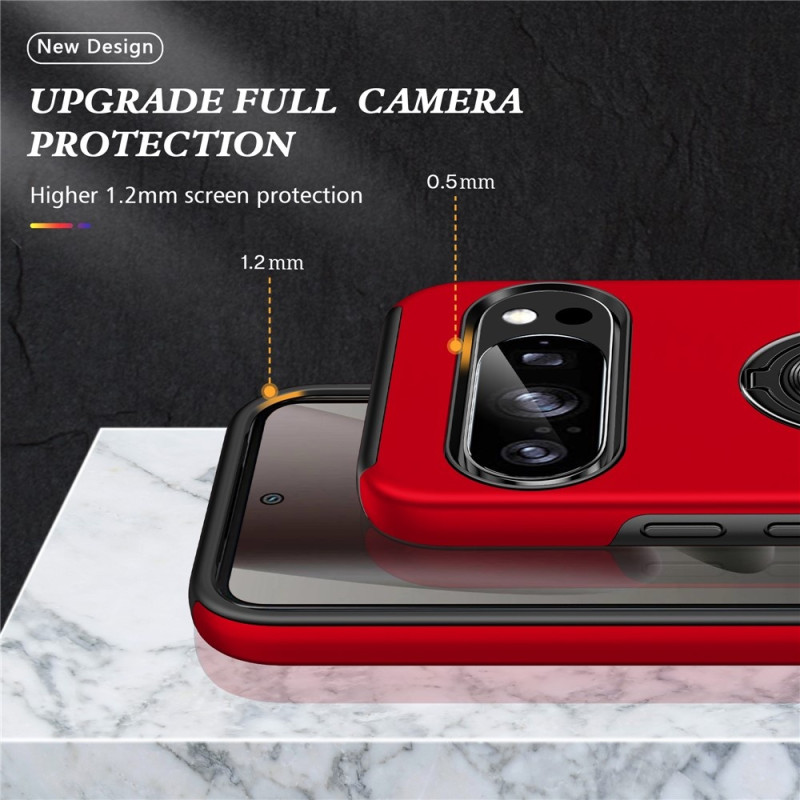 For Google Pixel 10 Pro / Pixel 10 Skal Finger Ring Kickstand Hybrid Case - Red