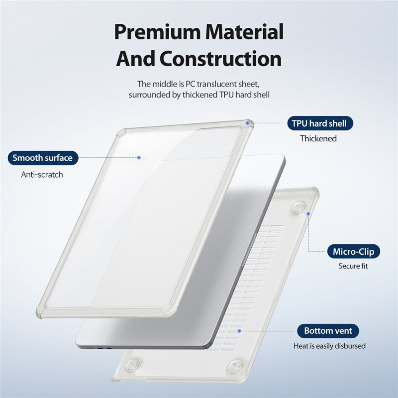DUX DUCIS Deksel til Macbook Air 15 tommer (2025) / (2024) A3114 / (2023) A2941 TPU+PC Beskyttelsesskall - Transparent