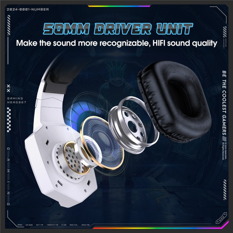 Bluetooth-hovedtelefoner ONIKUMA Gaming Headset Triple Mode RGB-belysning Surround Sound