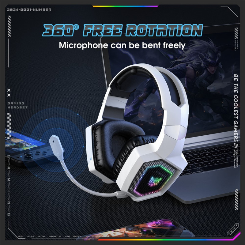 Bluetooth Headphones ONIKUMA Gaming Headset Triple Mode RGB Lighting Surround Sound