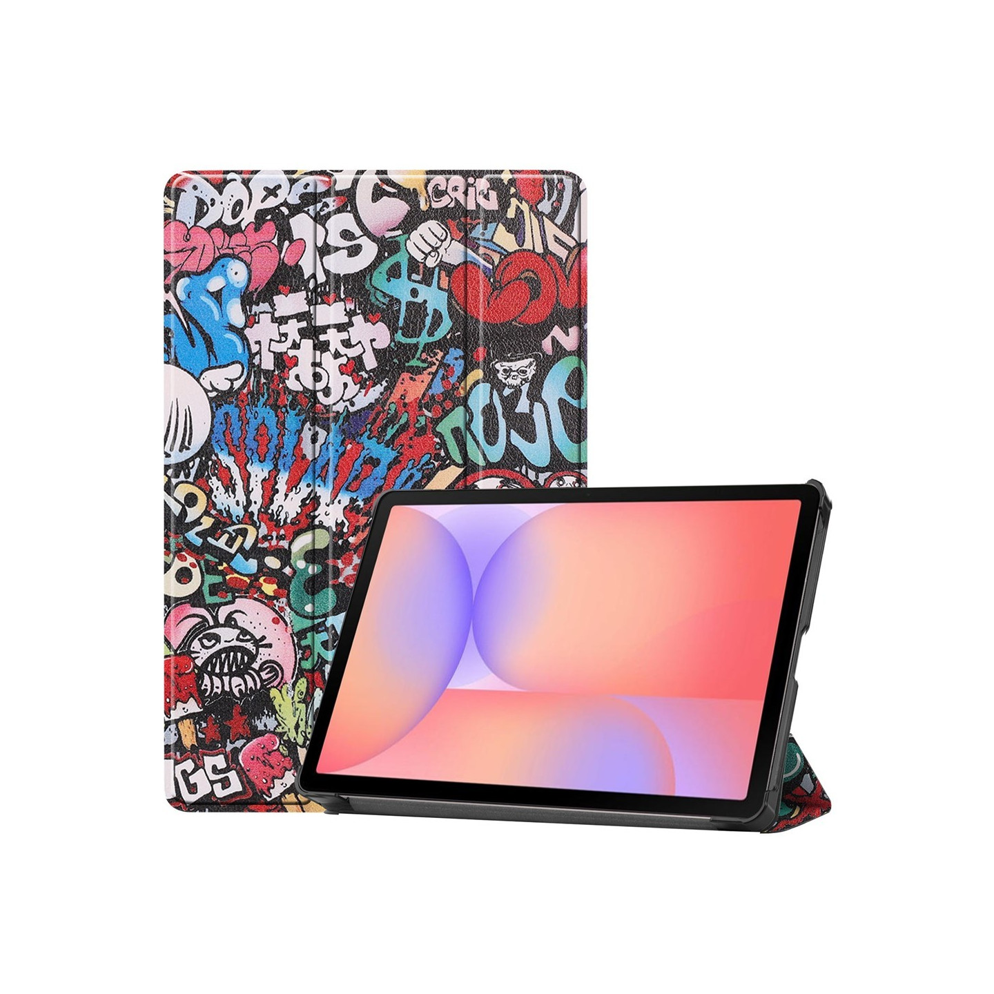 För Samsung Galaxy Tab S10 Lite / S10 FE / S9 FE Fodral med Mönster och Stativ - Graffiti