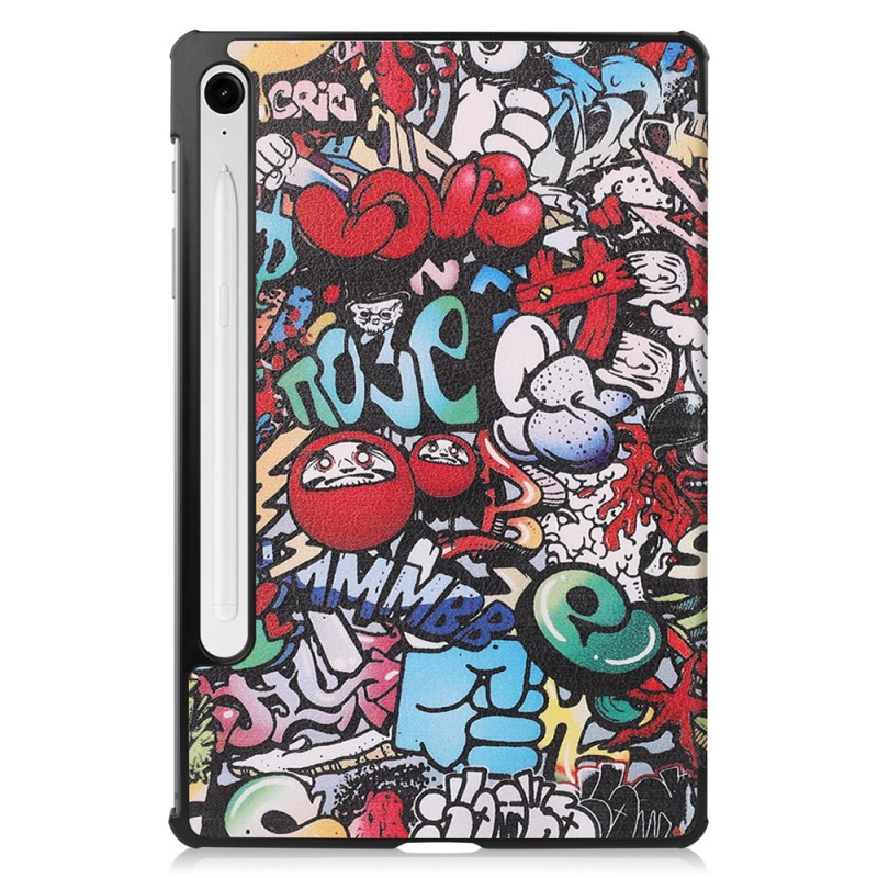 Til Samsung Galaxy Tab S10 Lite / S10 FE / S9 FE Etui med Mønster og Stativ - Graffiti