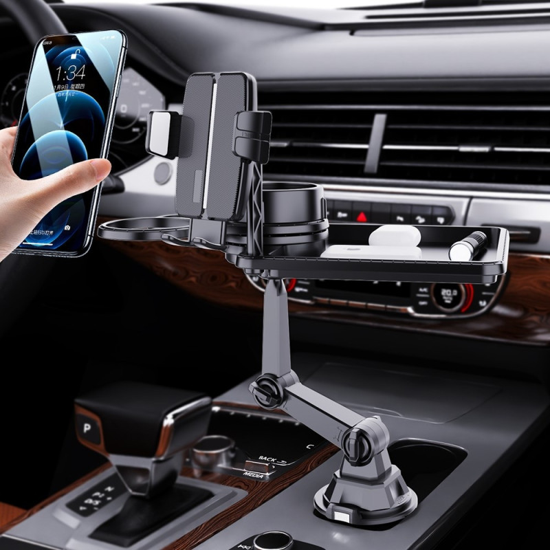 Multifunksjonell monteringsbrakett for mobiltelefonholder Matbrett Dobbel koppholder