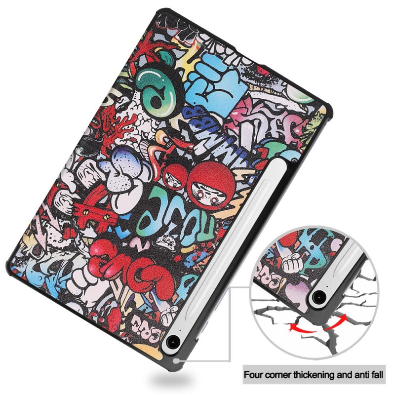 For Samsung Galaxy Tab S10 Lite / S10 FE / S9 FE Case with Pattern and Stand - Graffiti