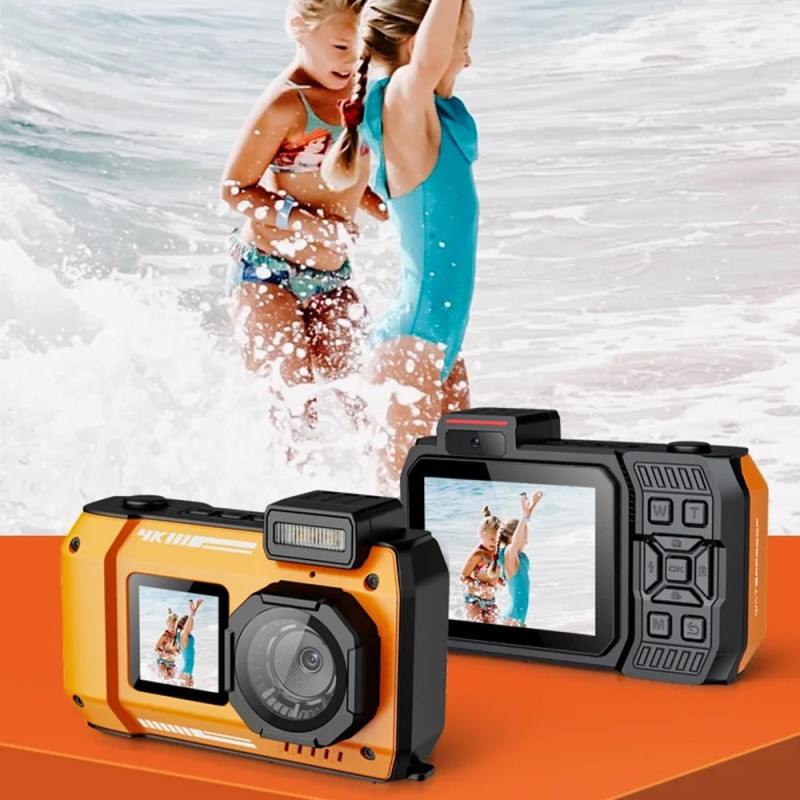 D50 Vandtæt Actionkamera Udendørs Sport Dobbeltskærmskamera + 32GB Hukommelseskort