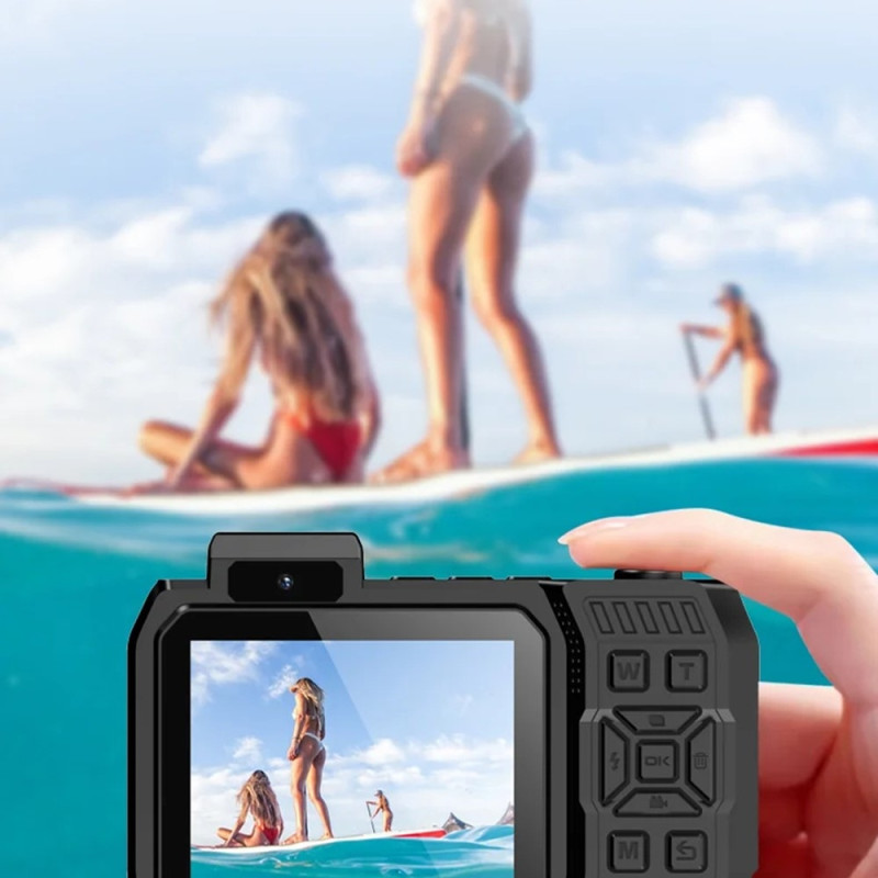 D50 Vattentät Actionkamera Utomhussport Dubbel Skärm Kamera + 32GB Minneskort