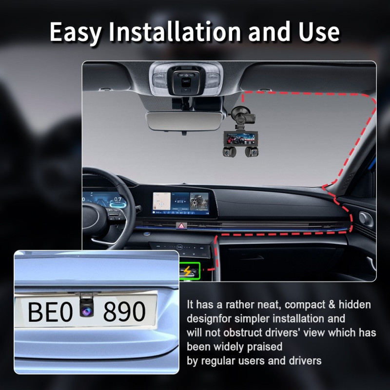 Car Camera WiFi 4 Channel 2K Night Vision Quad Lens Car DVR GPS Module Step Down Cable