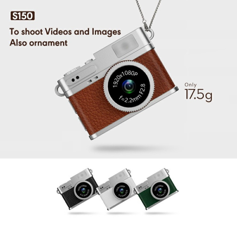 Portable Mini Camera 0.96" IPS Screen 1080p HD Video Recorder Necklace Retro Camera