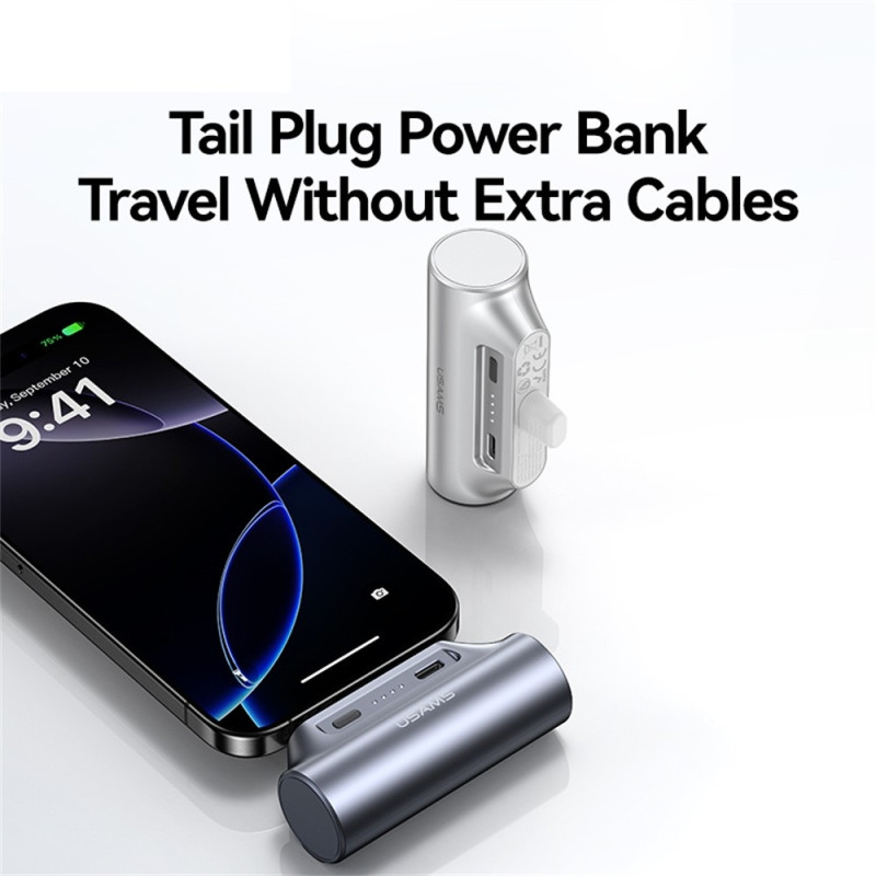 USAMS Mini Powerbank 3000mAh USB-C Bärbar Laddare Nödladdare