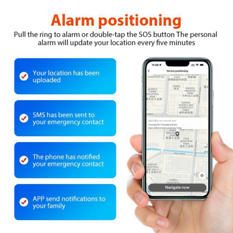 Emergency Alarm Assault Protection GPS Tracker Emergency Alarm SOS Button Personal Safety Alarm