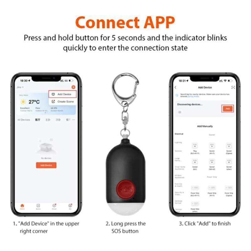 Hätähälytys Pahoinpitelysuoja GPS-seurantalaite Hätähälytys SOS-painike Henkilökohtainen turvallisuushälytys