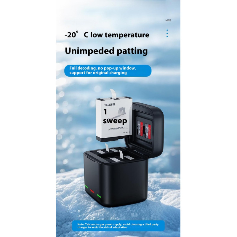 Batteri til GoPro Hero 13 7,4Wh 1950mAh JH-GP13 Lav temperatur Udskiftningsbatteri