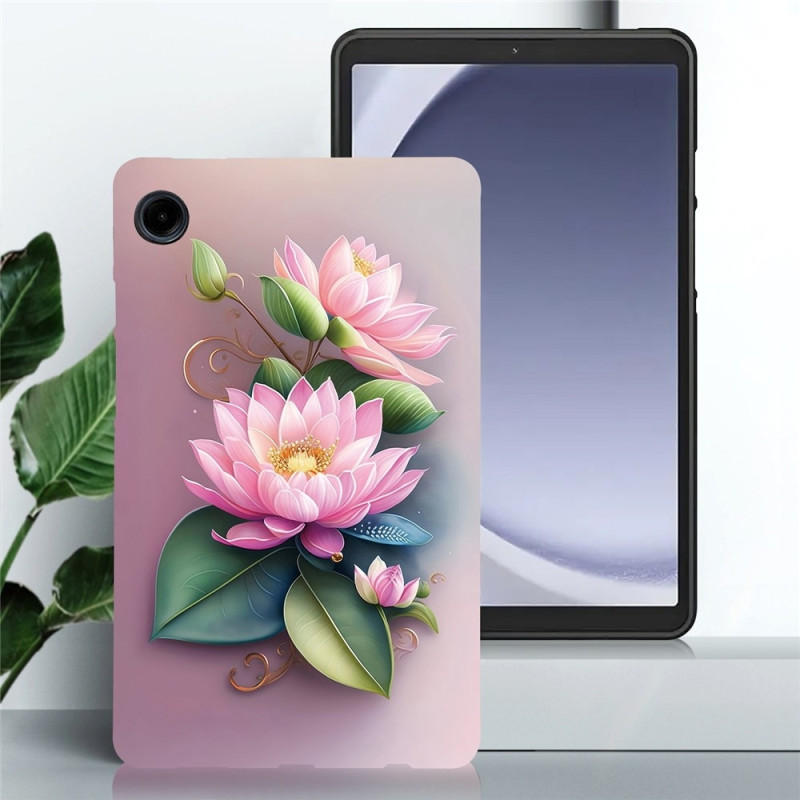 For Samsung Galaxy Tab A11 / A9 Case Pattern Printing Slim TPU Protective Tablet Cover Lotus