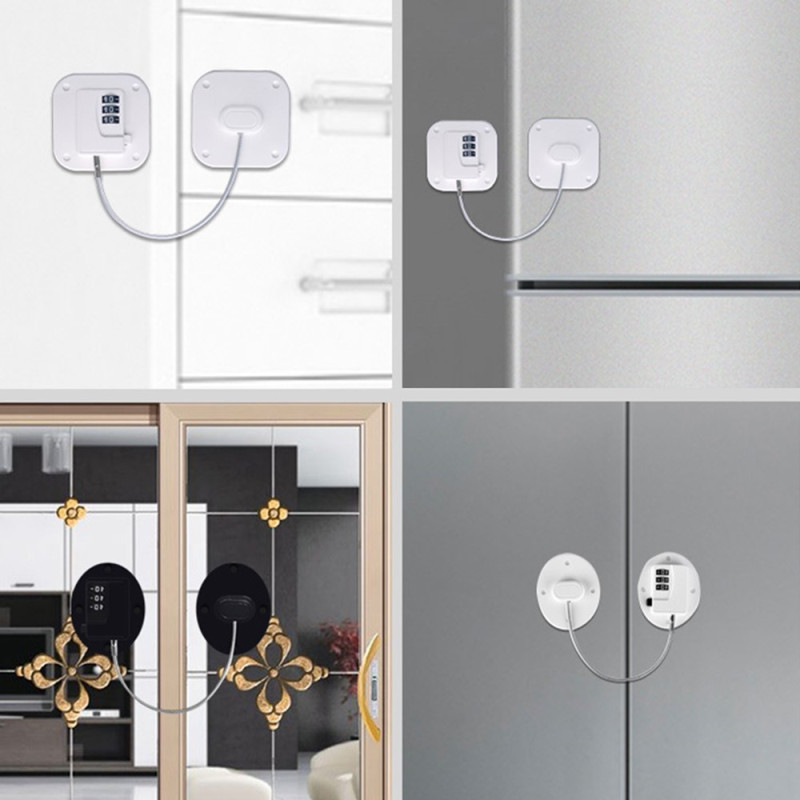 Køleskab vindue Børnesikkerhed Adgangskodelås Skuffer Skabslåge Sort Firkant