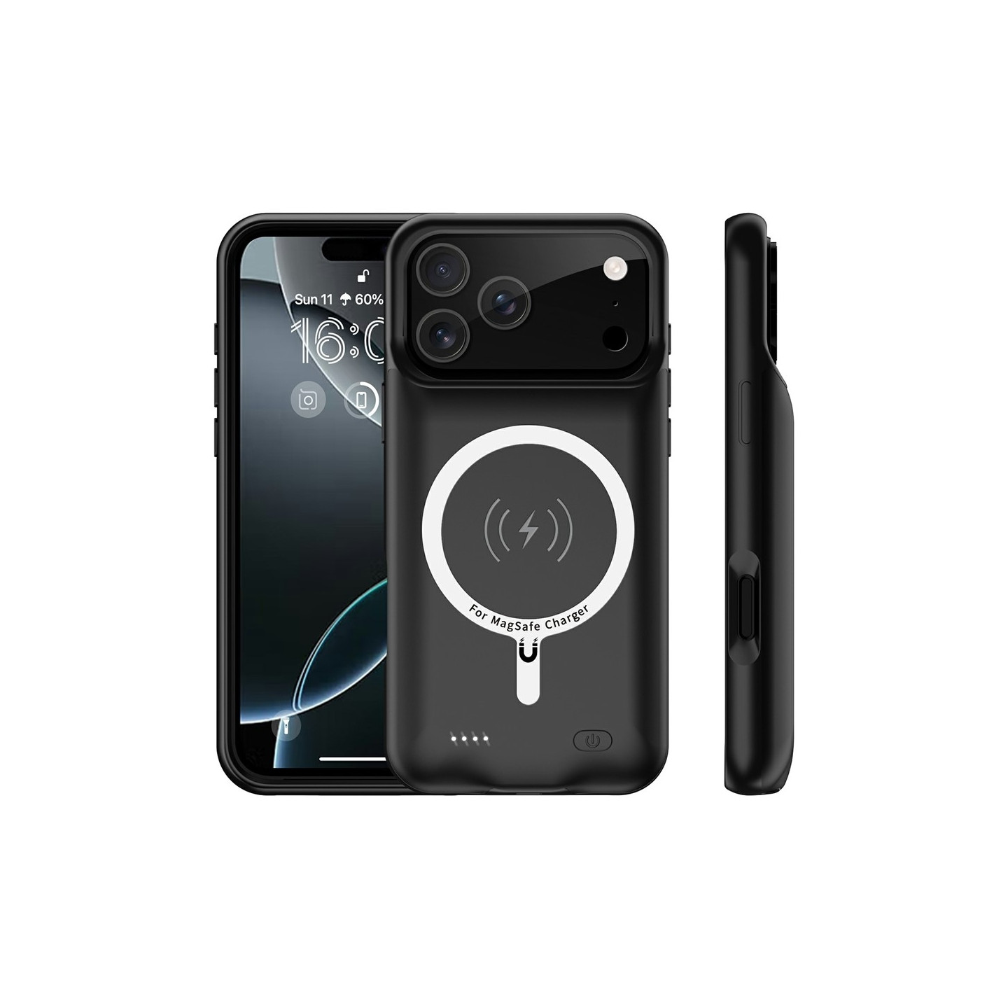 För iPhone 17 Pro Max 6000mAh Uppladdningsbart Batteri Skal Laddningsfodral Powerbank