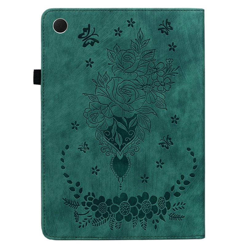 Til Samsung Galaxy Tab A11 Etui Beskyttelse Med Roseblomst Prægning -